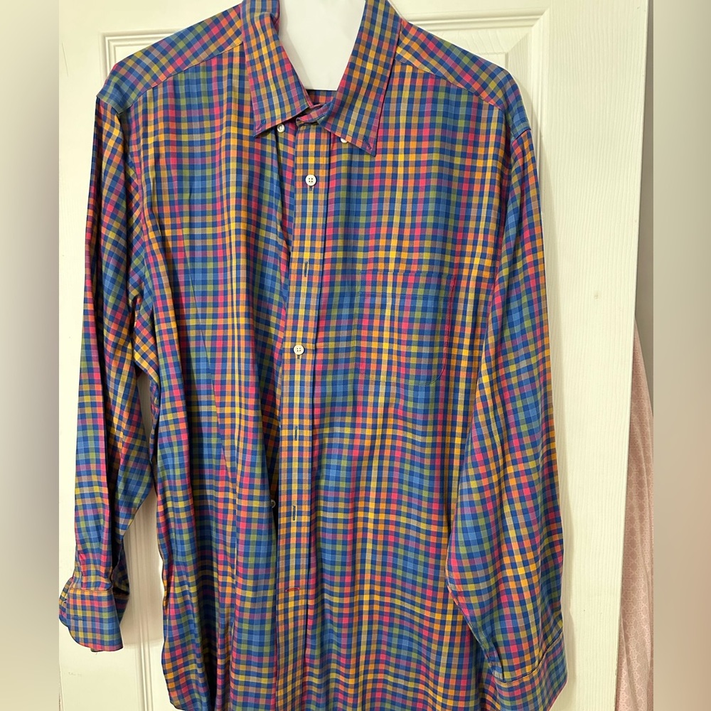 Roundtree & York Gold Label Bright Plaid Shirt - Like New!